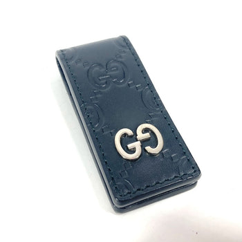 Gucci Money Clip 522867 Sima Leather Black Gg Guccisima Mens