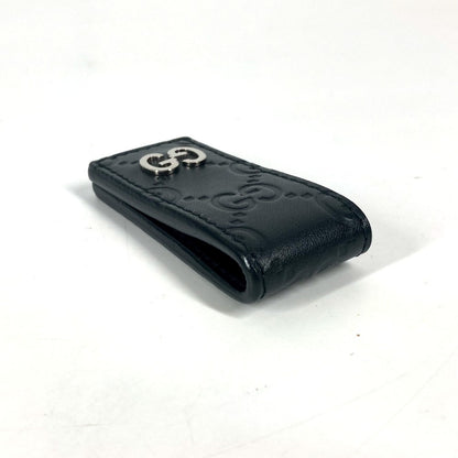 Gucci Money Clip 522867 Sima Leather Black Gg Guccisima Mens