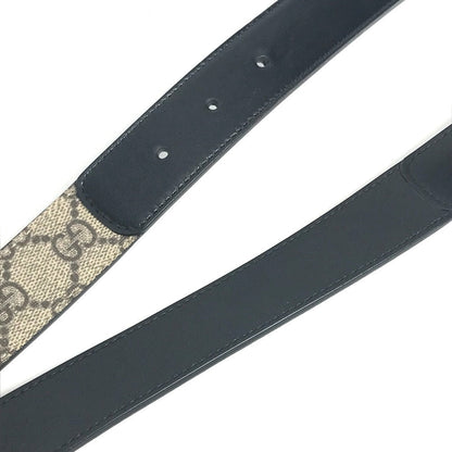 Gucci Belt 625839 Gg Supreme Canvas, Leather Beige Gg Supreme Double G Slim Belt Women 70
