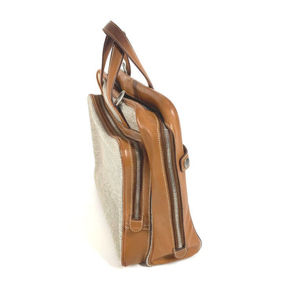 Hermes Business Bag , Toile H Technique X Barenia Brown 2Way Bag Currysh Express Unisex(Unisex)