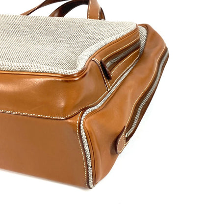 Hermes Business Bag , Toile H Technique X Barenia Brown 2Way Bag Currysh Express Unisex(Unisex)