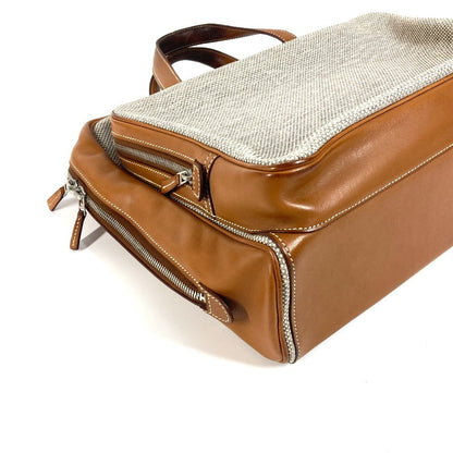 Hermes Business Bag , Toile H Technique X Barenia Brown 2Way Bag Currysh Express Unisex(Unisex)