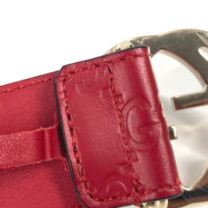 Gucci Belt 370543 Sima Leather Red Guccisima Gg Buckle 75