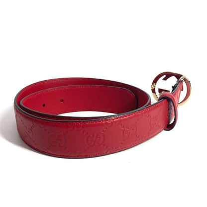 Gucci Belt 370543 Sima Leather Red Guccisima Gg Buckle 75