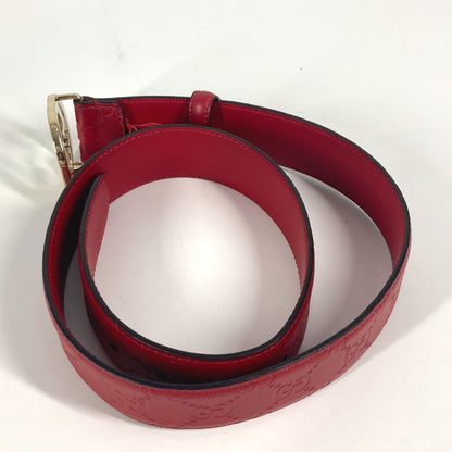 Gucci Belt 370543 Sima Leather Red Guccisima Gg Buckle 75