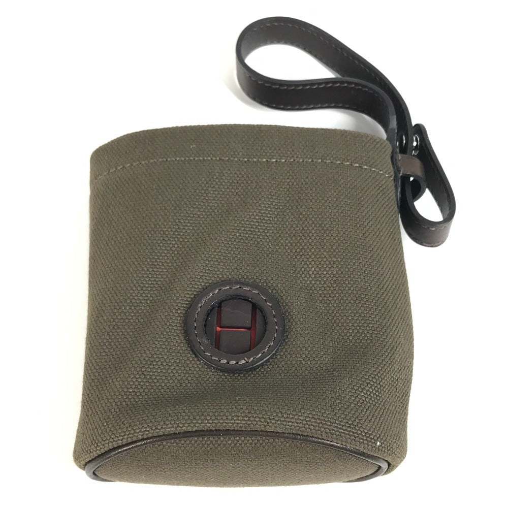 Hermes Pouch H800617Ekaa Leather / Coated Canvas Khaki Dog Treat Pouch