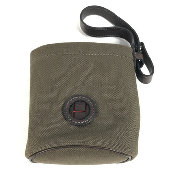 Hermes Pouch H800617Ekaa Leather / Coated Canvas Khaki Dog Treat Pouch