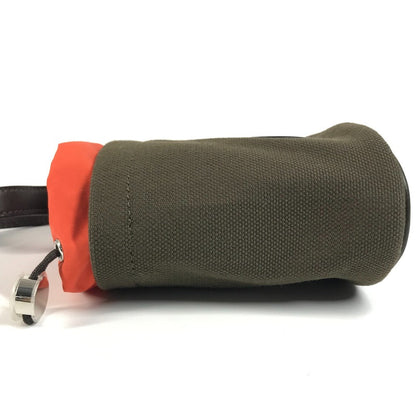Hermes Pouch H800617Ekaa Leather / Coated Canvas Khaki Dog Treat Pouch