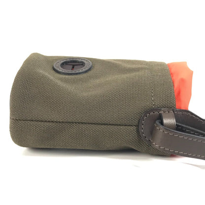 Hermes Pouch H800617Ekaa Leather / Coated Canvas Khaki Dog Treat Pouch