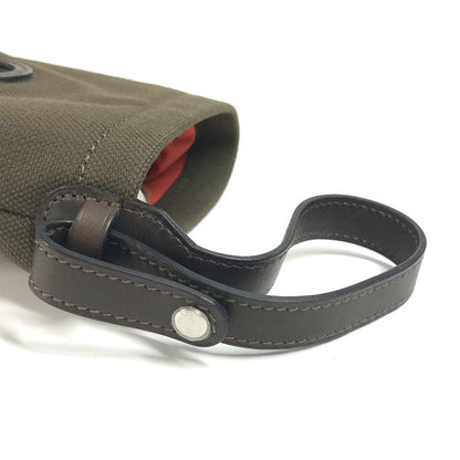 Hermes Pouch H800617Ekaa Leather / Coated Canvas Khaki Dog Treat Pouch