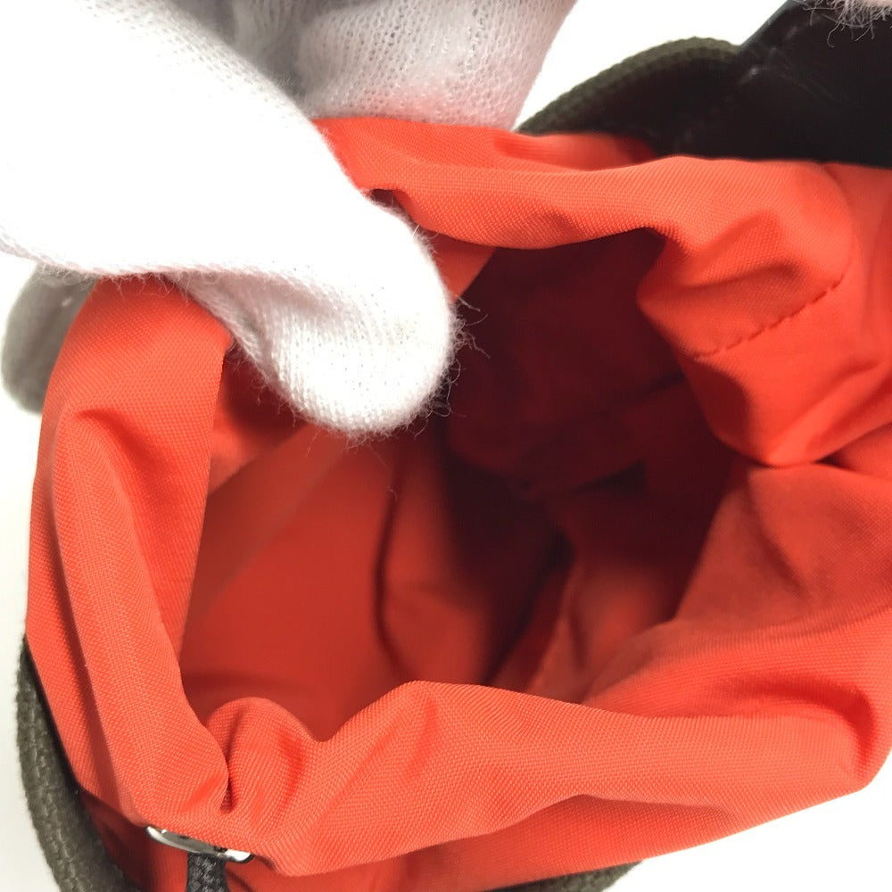Hermes Pouch H800617Ekaa Leather / Coated Canvas Khaki Dog Treat Pouch