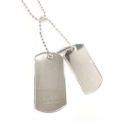 Gucci Necklace Silver925 Silver Ball Chain Dog Tag Double Plate