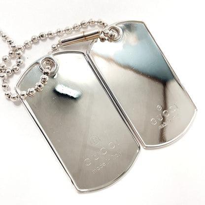 Gucci Necklace Silver925 Silver Ball Chain Dog Tag Double Plate