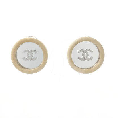 Chanel Earring Synthetic Resin, Metal White Vintage Coco Mark Women