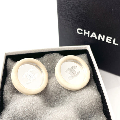 Chanel Earring Synthetic Resin, Metal White Vintage Coco Mark Women