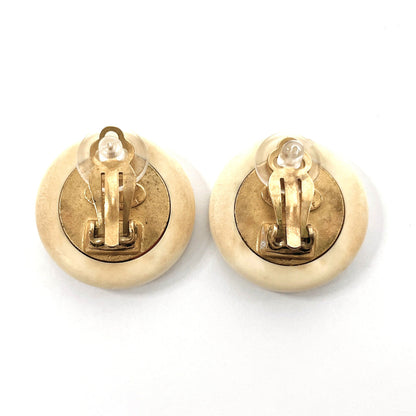 Chanel Earring Synthetic Resin, Metal White Vintage Coco Mark Women