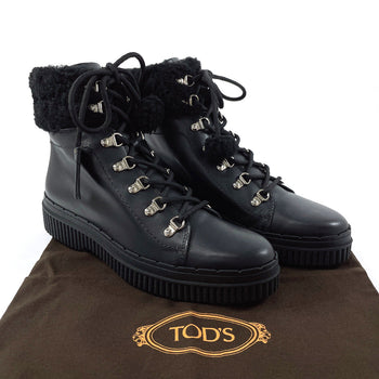 Tod'S Boots Xxw39A0W061Hxmb999 Leather Black Lace Up Boots Women 40 1/2