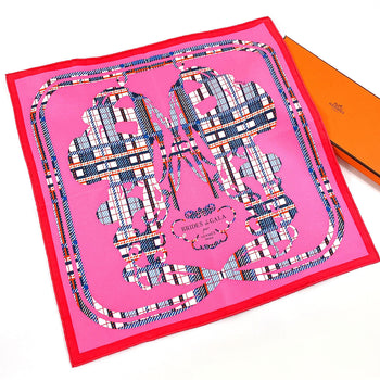 Hermes Scarf 894052S Silk, 100% Silk Pink Brides De Gala Tartan Gavroche 45 Women