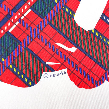 Hermes Scarf Silk, 100% Silk White Brides De Gala Tartan Gavroche 45