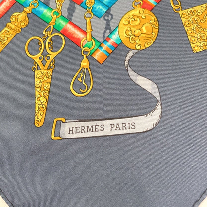 Hermes Scarf Silk, 100% Silk Navy Petite Main Seamstress Carre 90