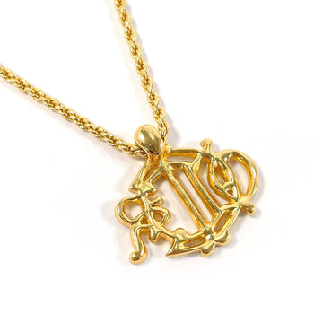 Christian Dior Necklace Metal, Rhinestone Gold Emblem Logo Women