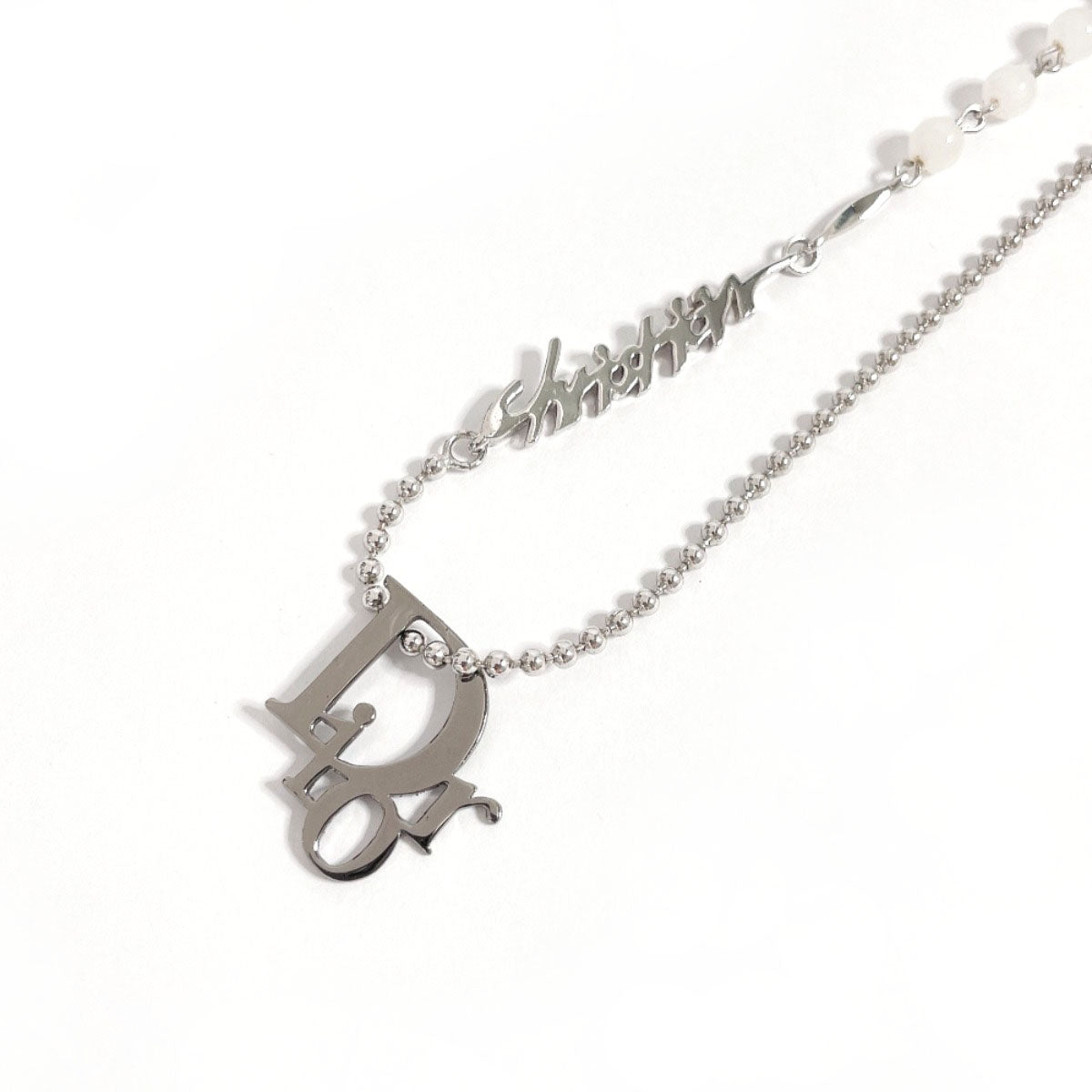 Christian Dior Necklace Metal Silver Logo
