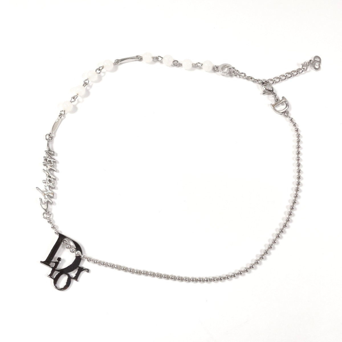 Christian Dior Necklace Metal Silver Logo
