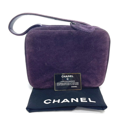 Chanel Handbag Suede Purple Cc Coco Mark Square Bag Women