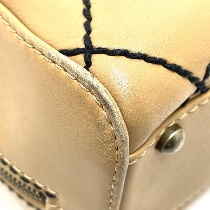 Chanel Handbag Lambskin Beige Cc Coco Mark Wild Stitch Women