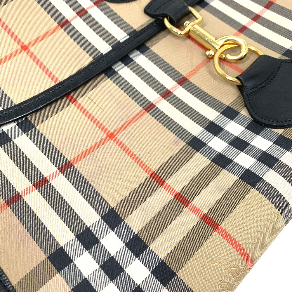 Burberry Clutch Bag Canvas / Leather Beige Logo Check Unisex(Unisex)