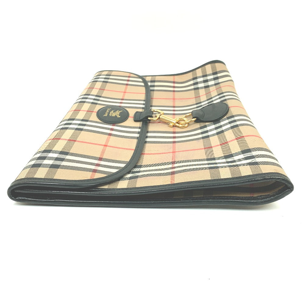 Burberry Clutch Bag Canvas / Leather Beige Logo Check Unisex(Unisex)