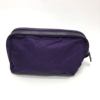 Prada Pouch Nylon Purple Triangle Logo Accessory Case Women