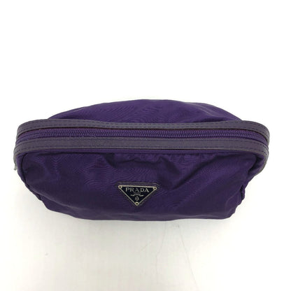 Prada Pouch Nylon Purple Triangle Logo Accessory Case Women