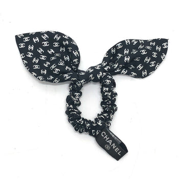 Chanel Hair Accessory Silk Black X White Ribbon Coco Mark Hair Accessory Women