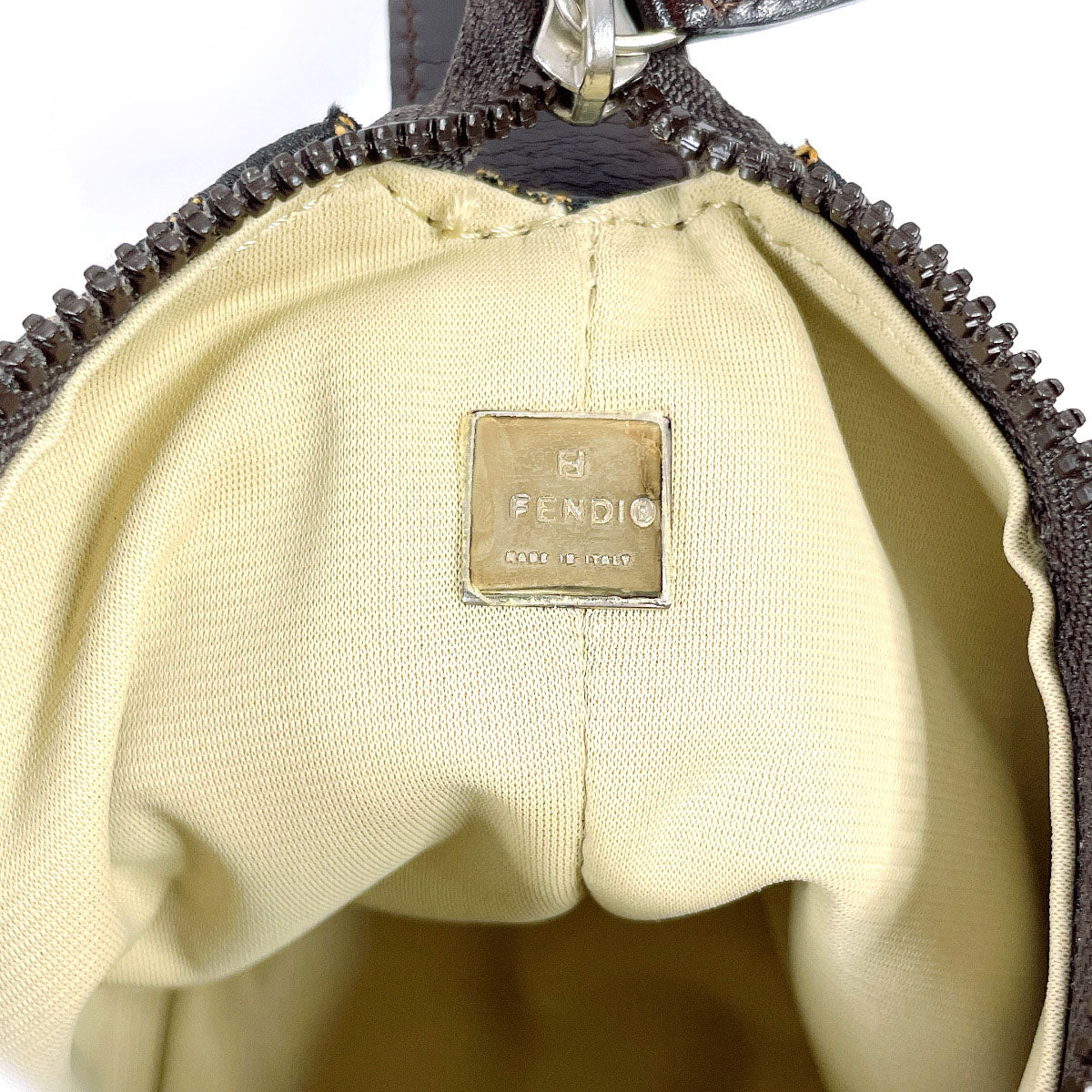 Fendi Pouch Canvas, Leather Brown Zucca Vanity Bag