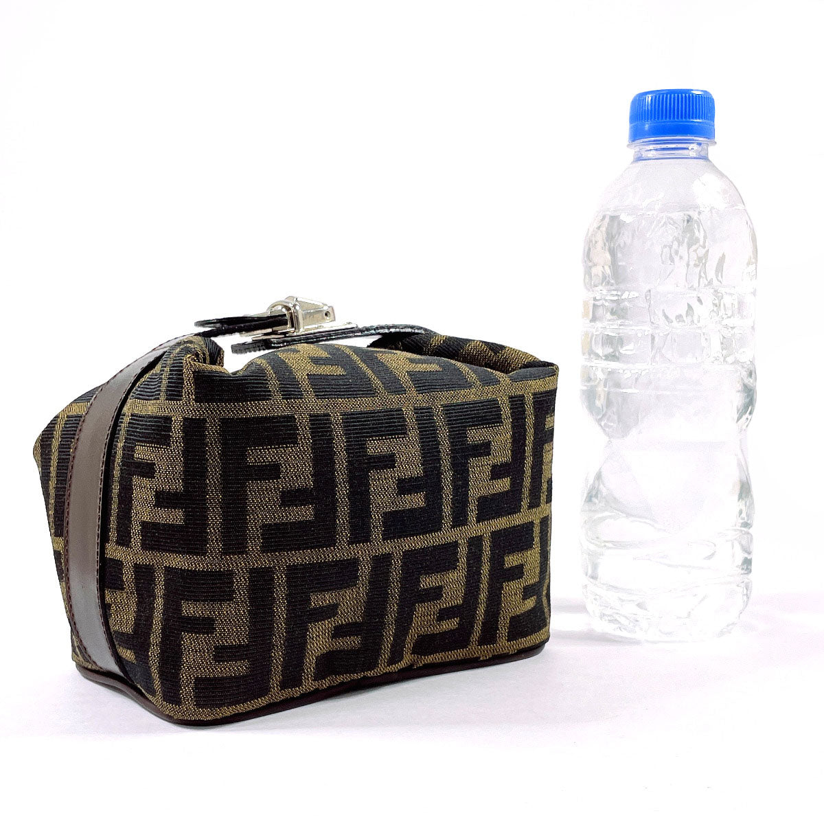 Fendi Pouch Canvas, Leather Brown Zucca Vanity Bag