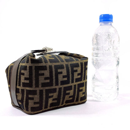 Fendi Pouch Canvas, Leather Brown Zucca Vanity Bag