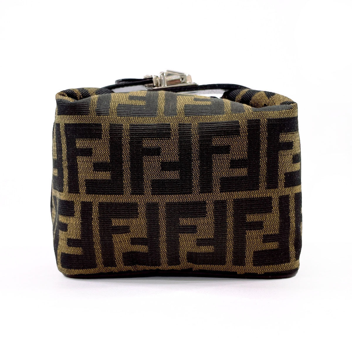 Fendi Pouch Canvas, Leather Brown Zucca Vanity Bag