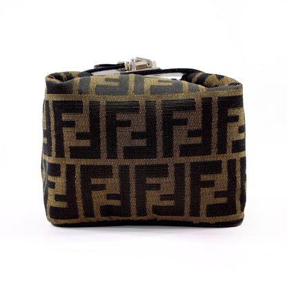 Fendi Pouch Canvas, Leather Brown Zucca Vanity Bag