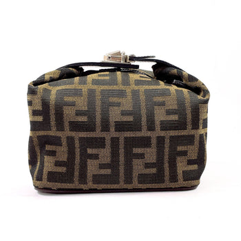 Fendi Pouch Canvas, Leather Brown Zucca Vanity Bag