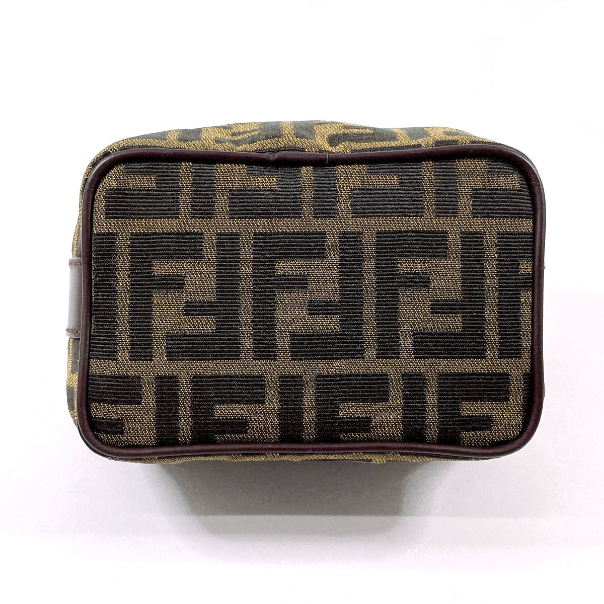 Fendi Pouch Canvas, Leather Brown Zucca Vanity Bag