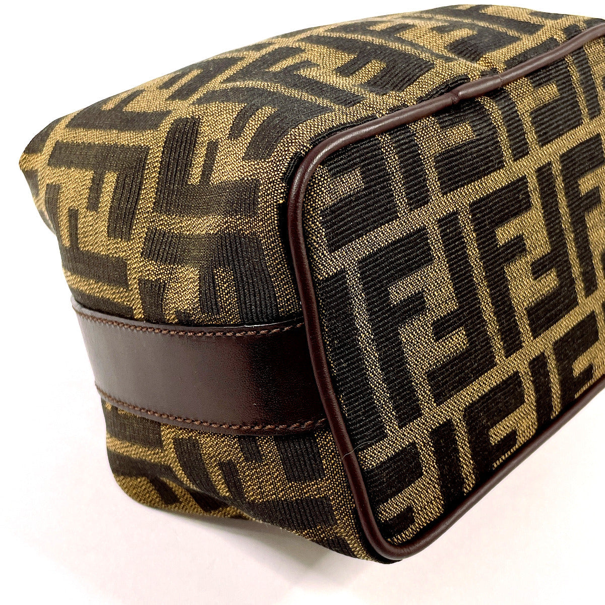 Fendi Pouch Canvas, Leather Brown Zucca Vanity Bag