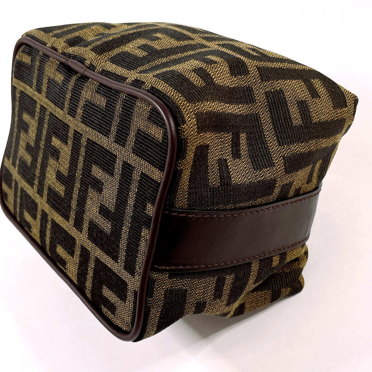 Fendi Pouch Canvas, Leather Brown Zucca Vanity Bag