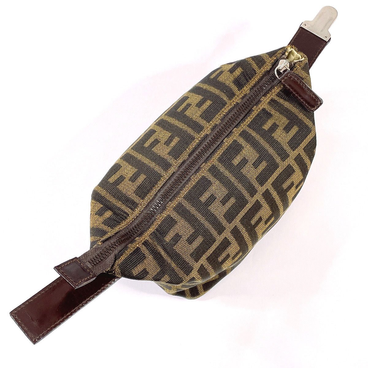 Fendi Pouch Canvas, Leather Brown Zucca Vanity Bag