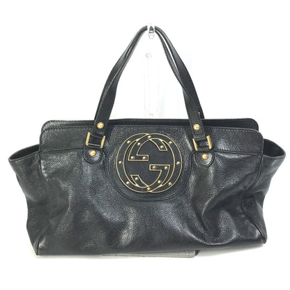 Gucci Handbag 121551 Leather Black Interlocking G Blondie Studs Women