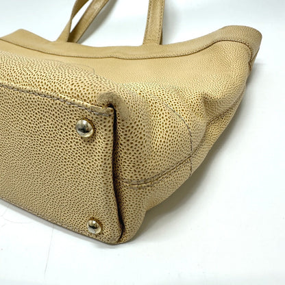 Chanel Tote Bag Caviar Skin Beige Coco Mark Cc Women