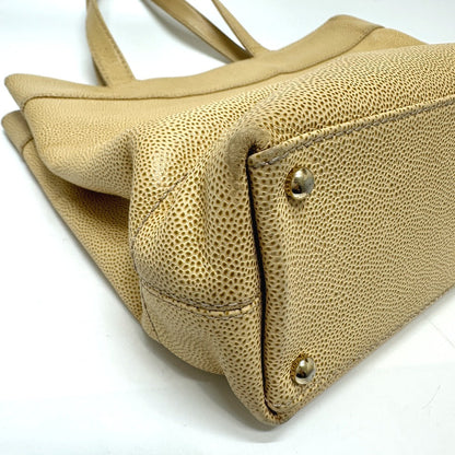 Chanel Tote Bag Caviar Skin Beige Coco Mark Cc Women