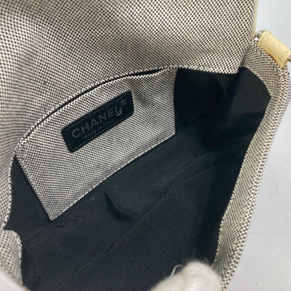 Chanel Shoulder Bag Canvas Gray Type No.5 Cc Camellia Coco Mark Chain Women
