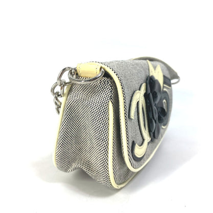 Chanel Shoulder Bag Canvas Gray Type No.5 Cc Camellia Coco Mark Chain Women