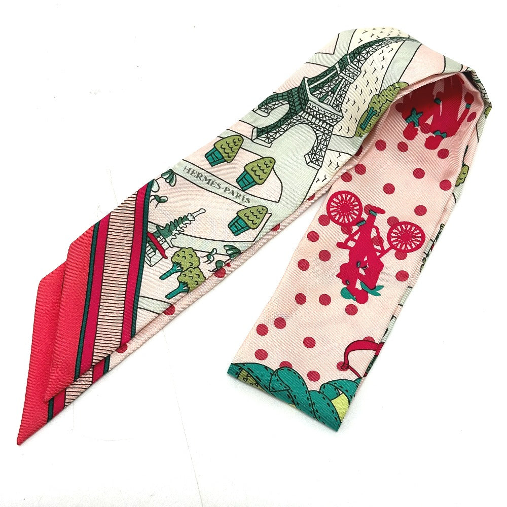 Hermes Scarf Silk Pink Twilly Women